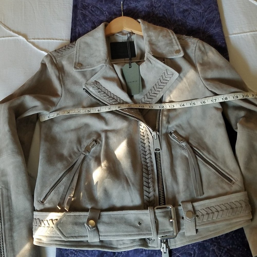 NWT All Saints Rosen suede biker jacket, US sz 2 - Picture 7 of 15